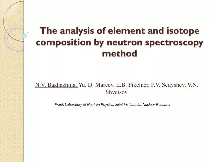 the analysis of element and isotope composition by neutron spectroscopy method