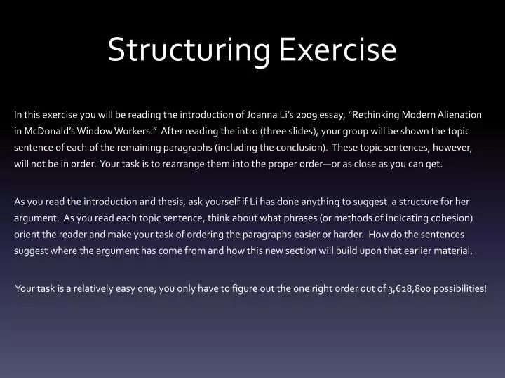 structuring exercise