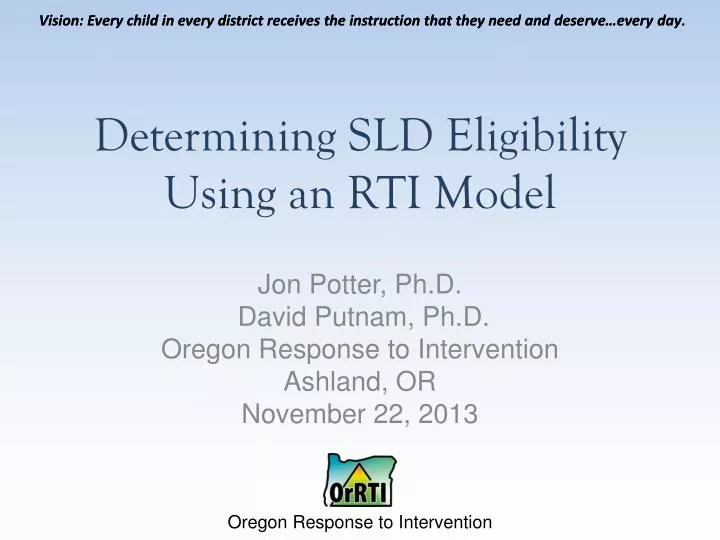 determining sld eligibility using an rti model