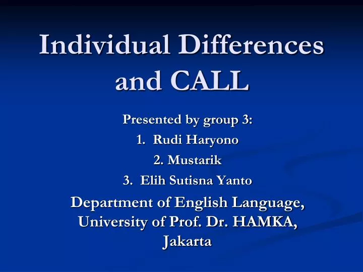 individual differences and call