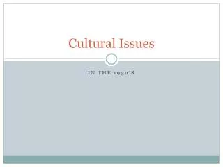 Cultural Issues