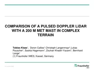 COMPARISON OF A PULSED DOPPLER LiDAR WITH A 200 M MET MAST IN COMPLEX TERRAIN