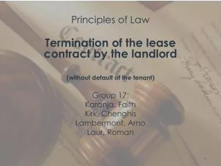 Principles of Law Termination of the lease contract by the landlord