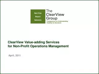 ClearView Value-adding Services for Non-Profit Operations Management