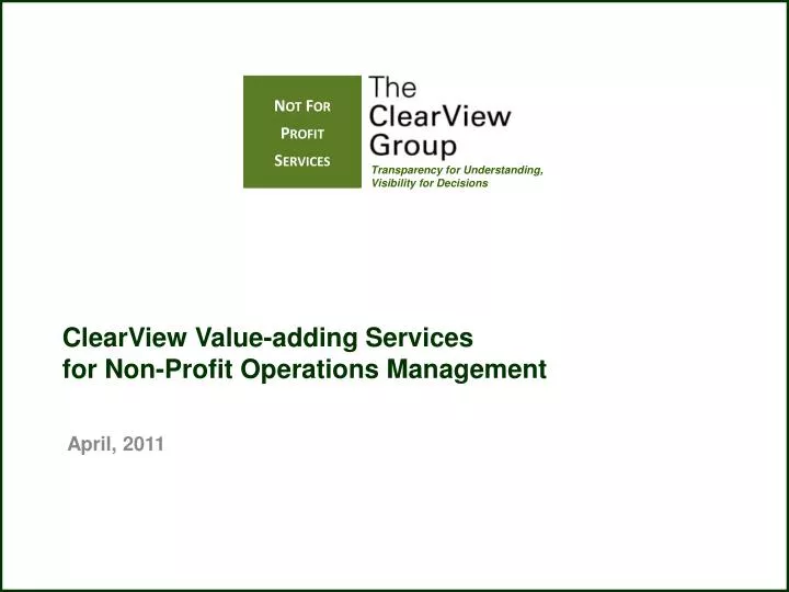 clearview value adding services for non profit operations management