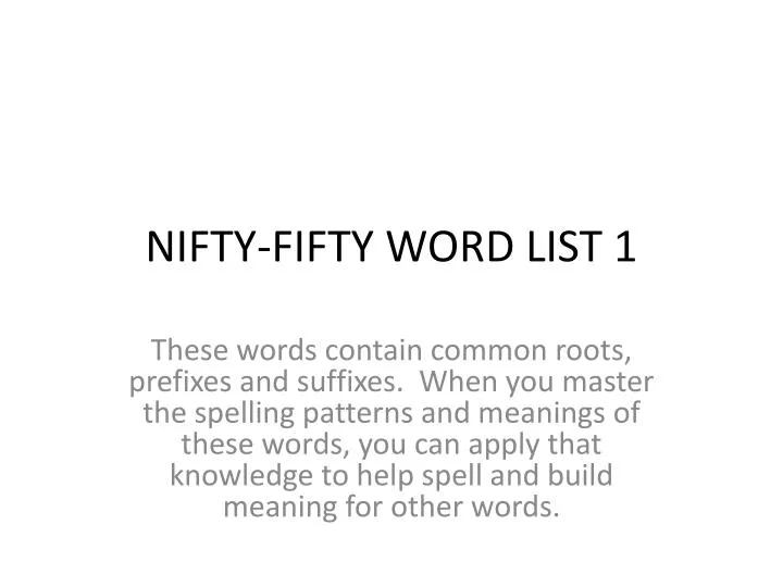 nifty fifty word list 1