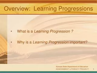 Overview: Learning Progressions