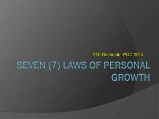 Seven ( 7 ) Laws of Personal growth