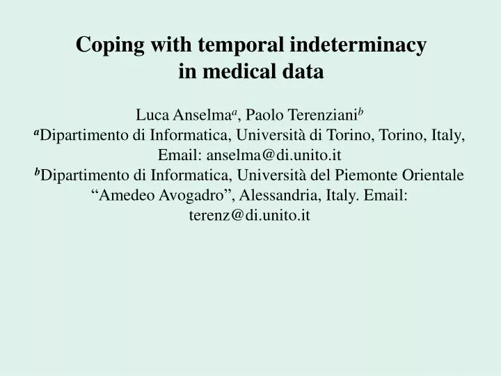 coping with temporal indeterminacy in medical data