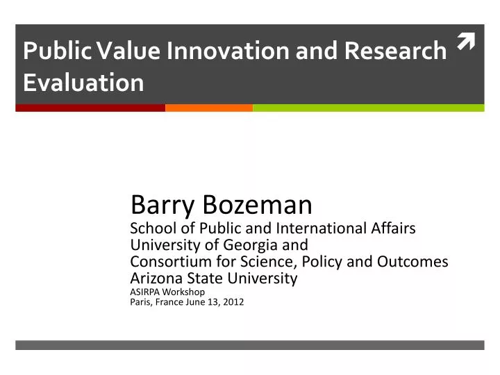 public value innovation and research evaluation
