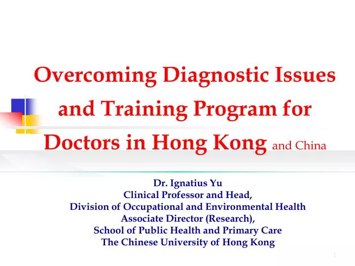 overcoming diagnostic issues and training program for doctors in hong kong and china