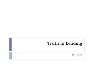 Truth in Lending