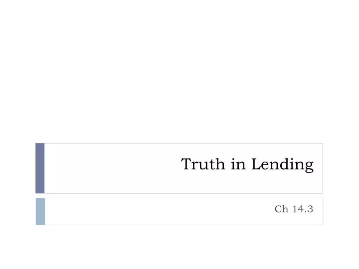 truth in lending
