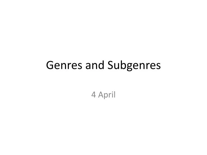 genres and subgenres
