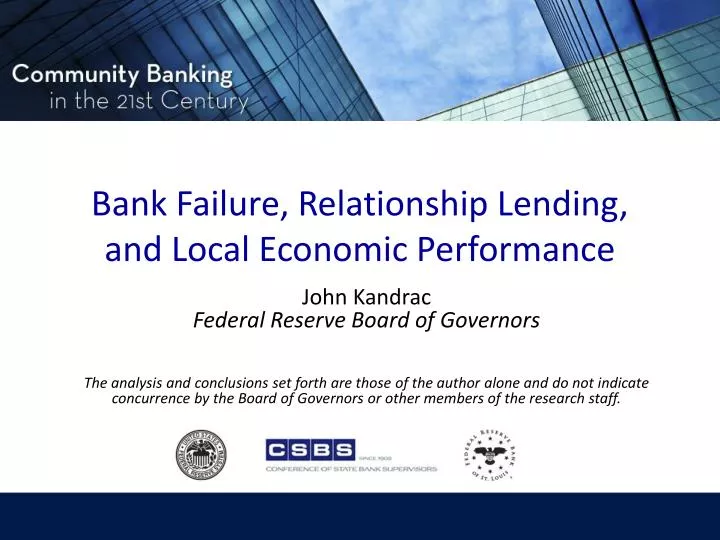 bank failure relationship lending and local economic performance