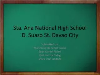 Sta. Ana National High School D. Suazo St. Davao City