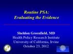 Routine PSA: Evaluating the Evidence - slide 1