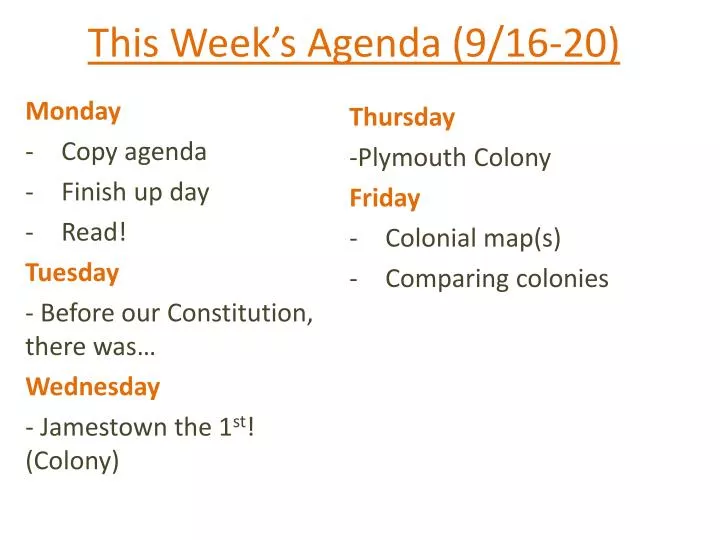 this week s agenda 9 16 20