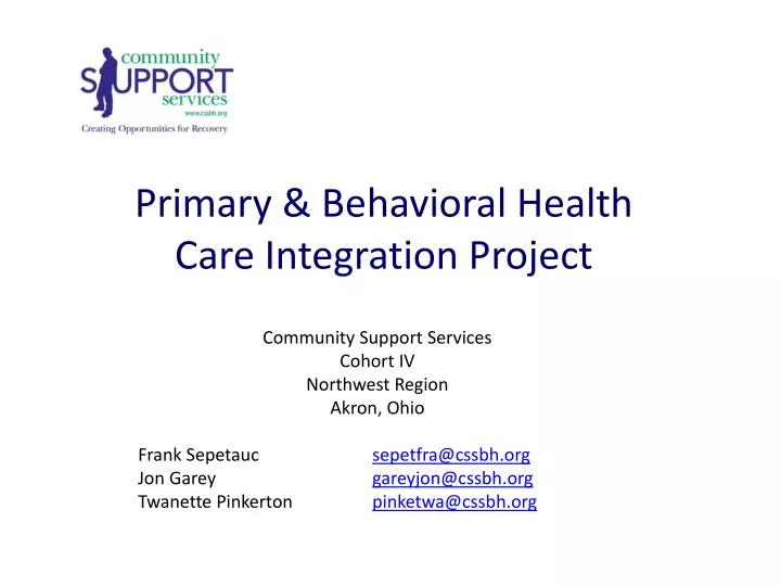 primary behavioral health care integration project