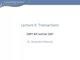 Lecture X : Transactions