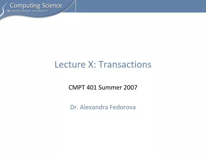 lecture x transactions