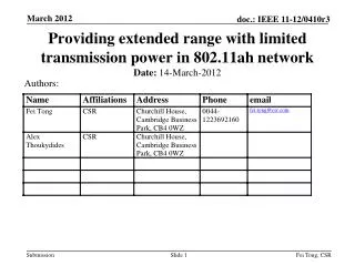 Providing extended range with limited transmission power in 802.11ah network