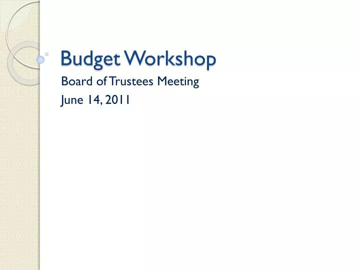 budget workshop