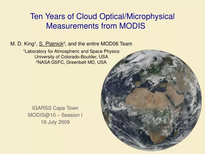ten years of cloud optical microphysical measurements from modis