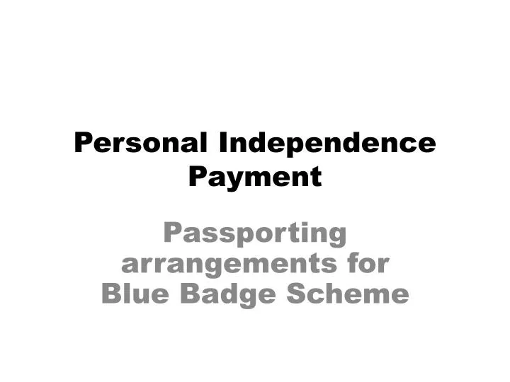 personal independence payment