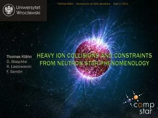 Heavy Ion Collisions and constraints from Neutron Star Phenomenology