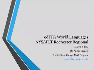 edTPA World Languages NYSAFLT Rochester Regional