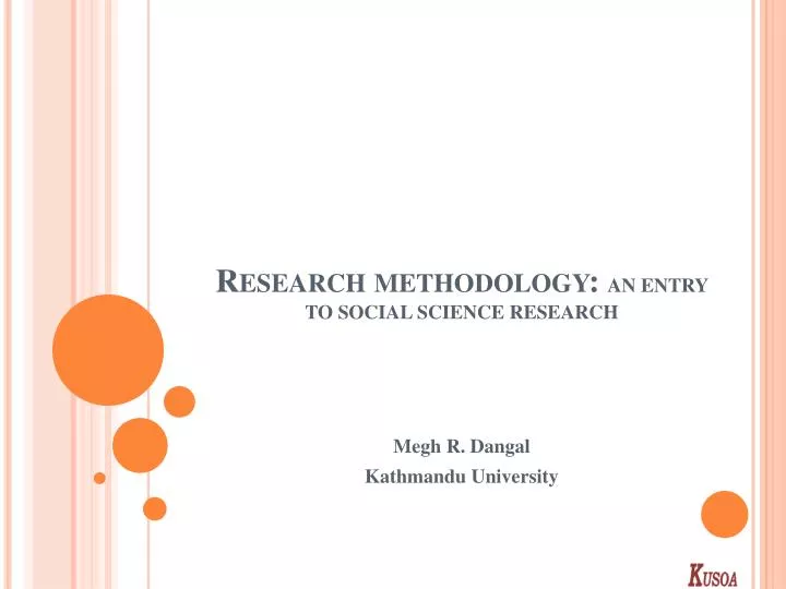 research methodology an entry to social science research