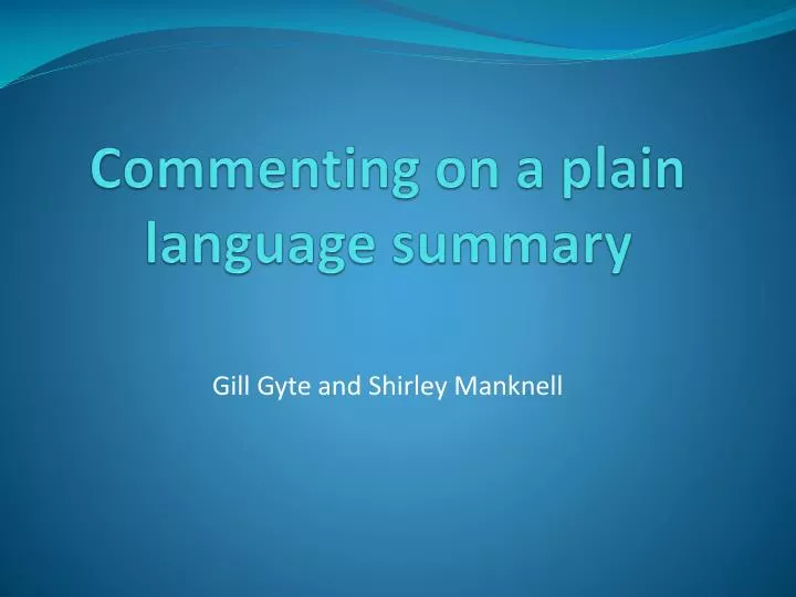 commenting on a plain language summary