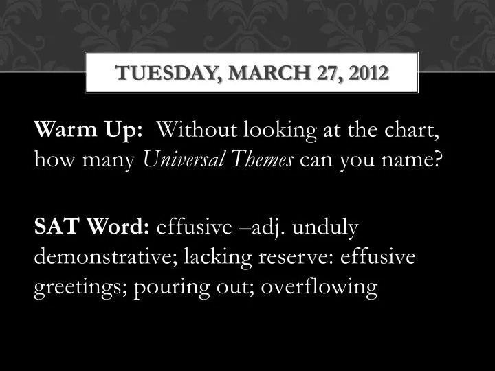tuesday march 27 2012