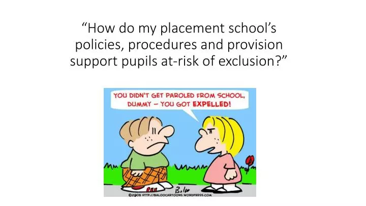 how do my placement school s policies procedures and provision support pupils at risk of exclusion