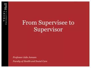 From Supervisee to Supervisor