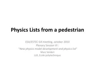 Physics Lists from a pedestrian