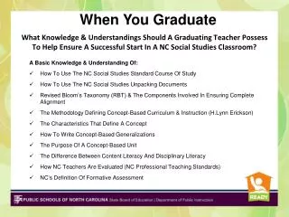 A Basic Knowledge &amp; Understanding Of: How To Use The NC Social Studies Standard Course Of Study