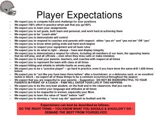 Player Expectations