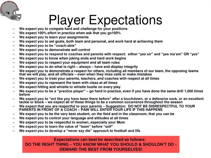 player expectations