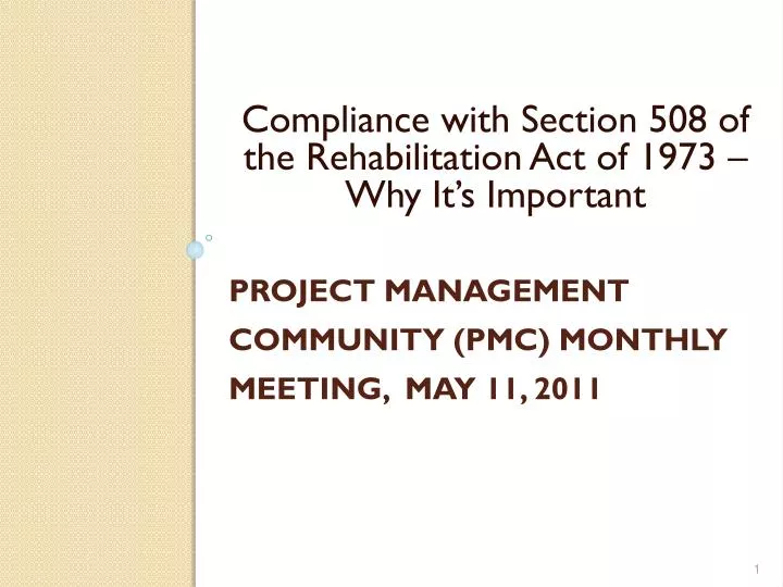 project management community pmc monthly meeting may 11 2011