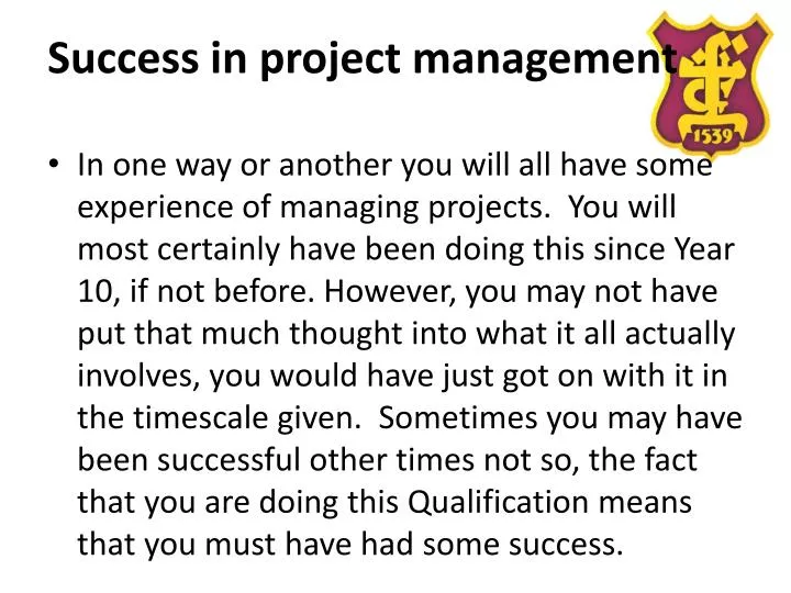 success in project management