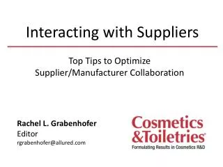 Interacting with Suppliers