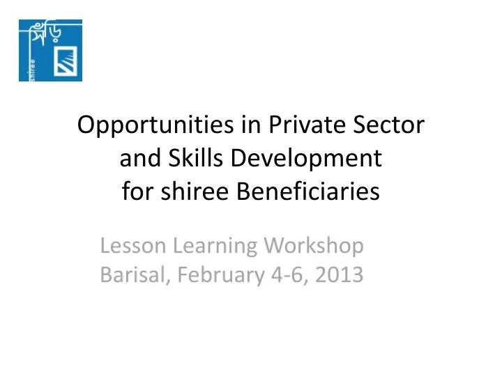 opportunities in private sector and skills development for shiree beneficiaries