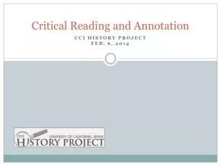 Critical Reading and Annotation