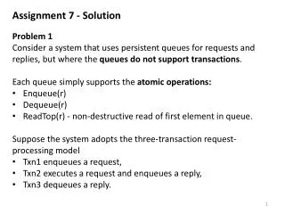 Assignment 7 - Solution Problem 1