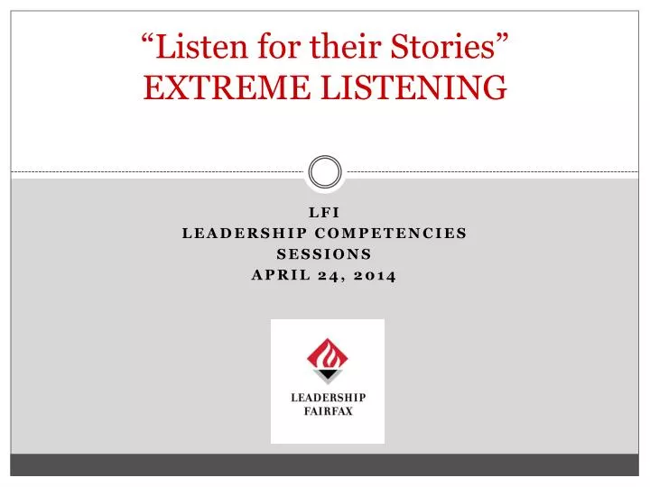 listen for their stories extreme listening