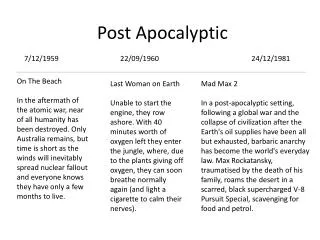Post Apocalyptic