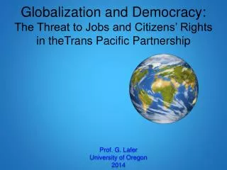 Prof. G. Lafer University of Oregon 2014