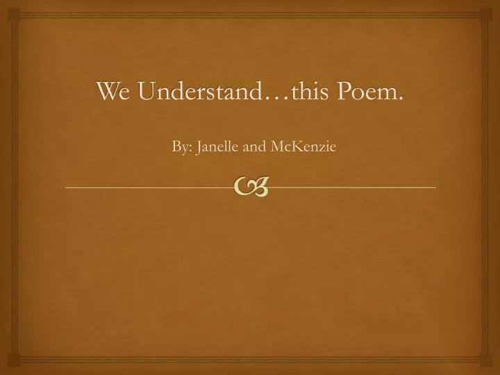 we understand this poem